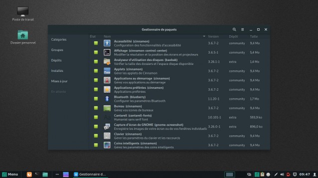 Manjaro nouvelle application