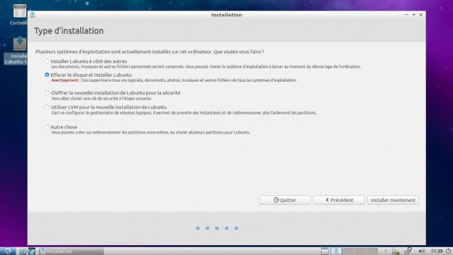 Effacer complètement les disque avant d'nstaller Lubuntu