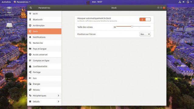 Paramètres Ubuntu 18.04