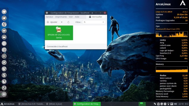 Impression sous ArchoLinux