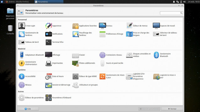 Réglage des paramétres dans Xubuntu 18.04