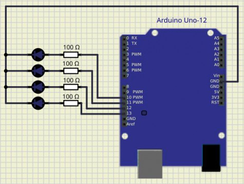 Chenillard éteint 4 leds