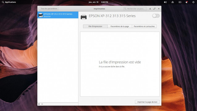 Impression sous Elementary OS 5