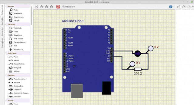 SimulIDE Arduino UNO Led éteinte