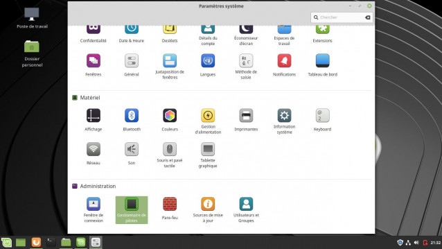 Paramètres système Linux Mint