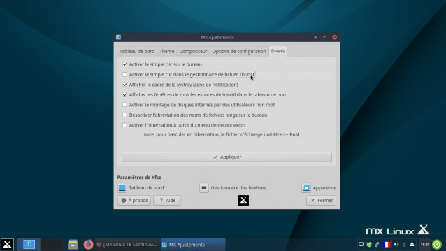 Simple clic Thunar MX Linux 18 XFCE
